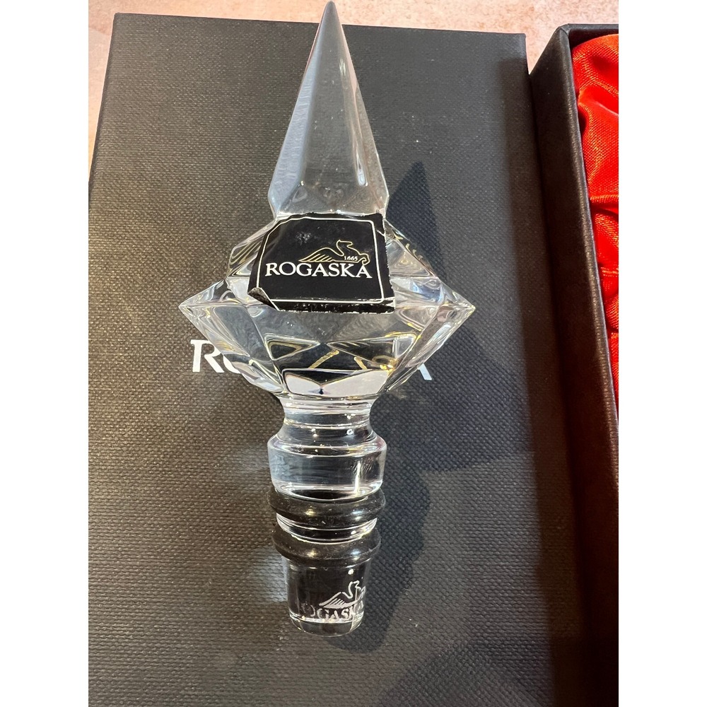 Rogaska Crystal Wine Bottle Stopper Slovenia Bar Drink Glass New In Box - Picture 3 of 4